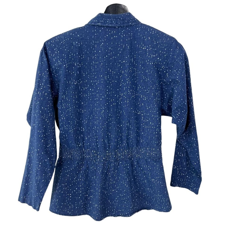 Vintage 90s Blue White Speckled Button Up Blazer Top Small - Picture 3 of 7